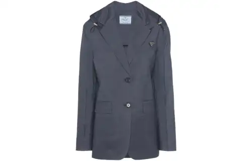 PRADA Jackets Women's Blue Lapel Moderate Other