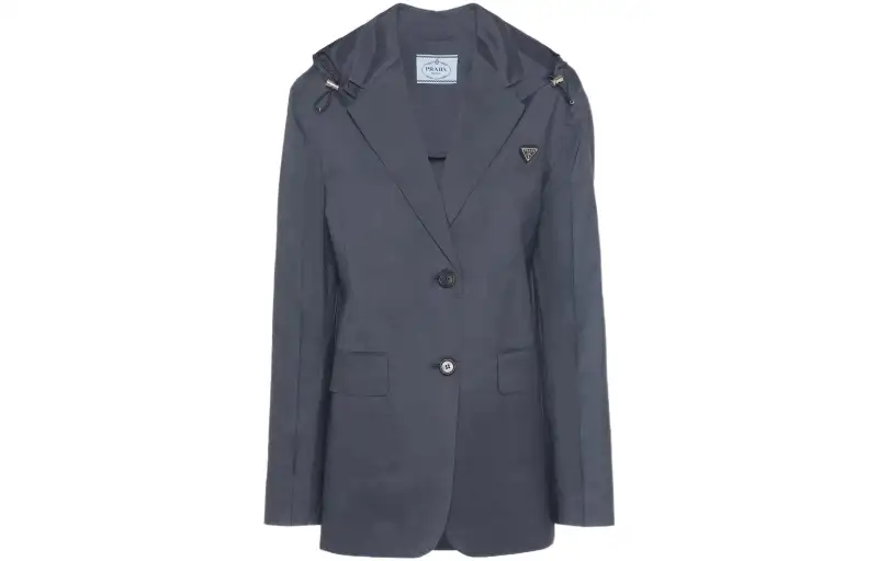 PRADA Jackets Women's Blue Lapel Moderate Other