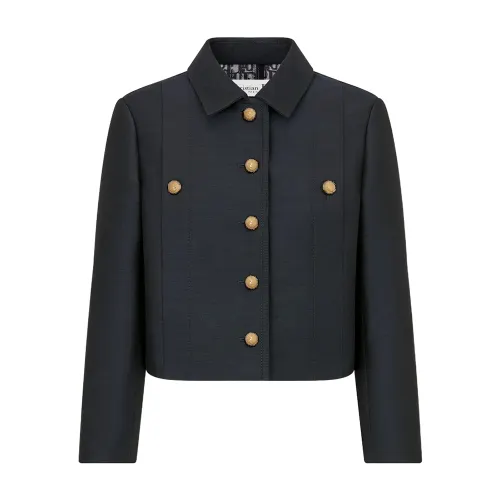 DIOR Jackets Women's Blue Lapel Moderate Other