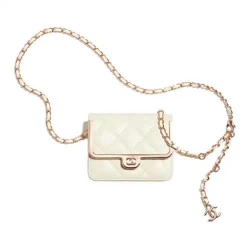 CHANEL Lambskin Fanny Pack Women's White