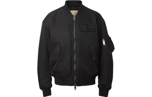 Burberry Jackets Women's Black Baseball Collar Moderate Other