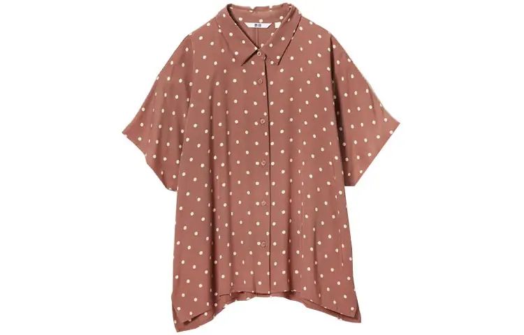 UNIQLO Shirts Women's Light Umber Pointed Collar Moderate Shirt