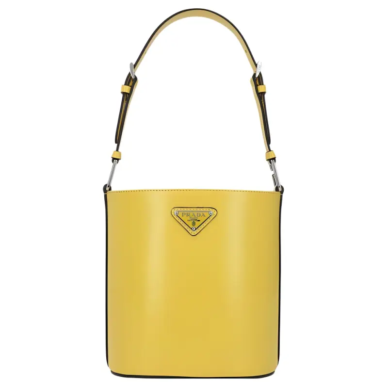 PRADA Cow Leather Shoulder Bag Regular Women's Yellow