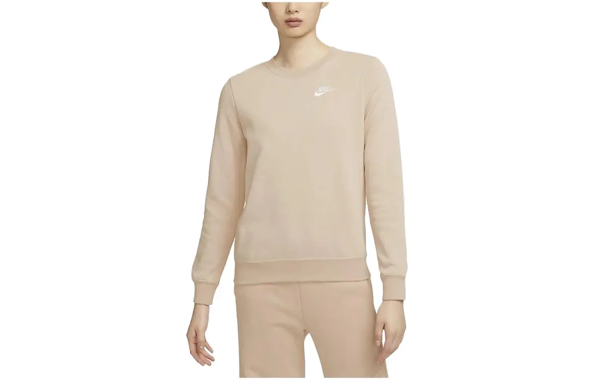Nike Sweatshirts Women's Dune White Crew Neck Moderate Straight Fit