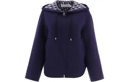 DIOR Jackets Women's Blue Hooded Moderate