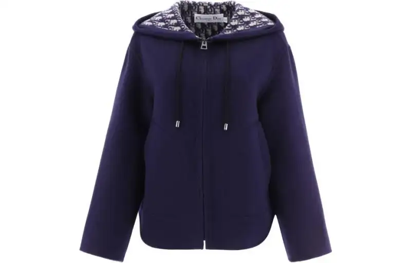 DIOR Jackets Women's Blue Hooded Moderate