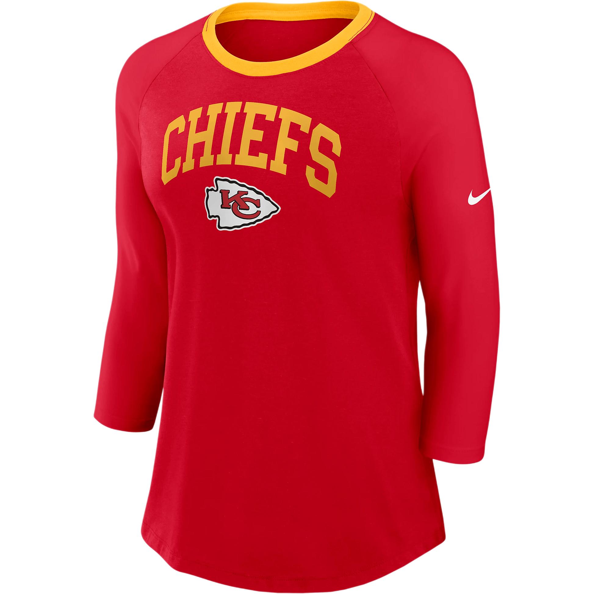 Nike NFL Kansas City Chiefs Casual Simple Round Neck Three-quarter Sleeve FW24 T-Shirt Women's Scarlet