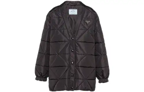 PRADA Jackets Women's Black V Neck Moderate Other