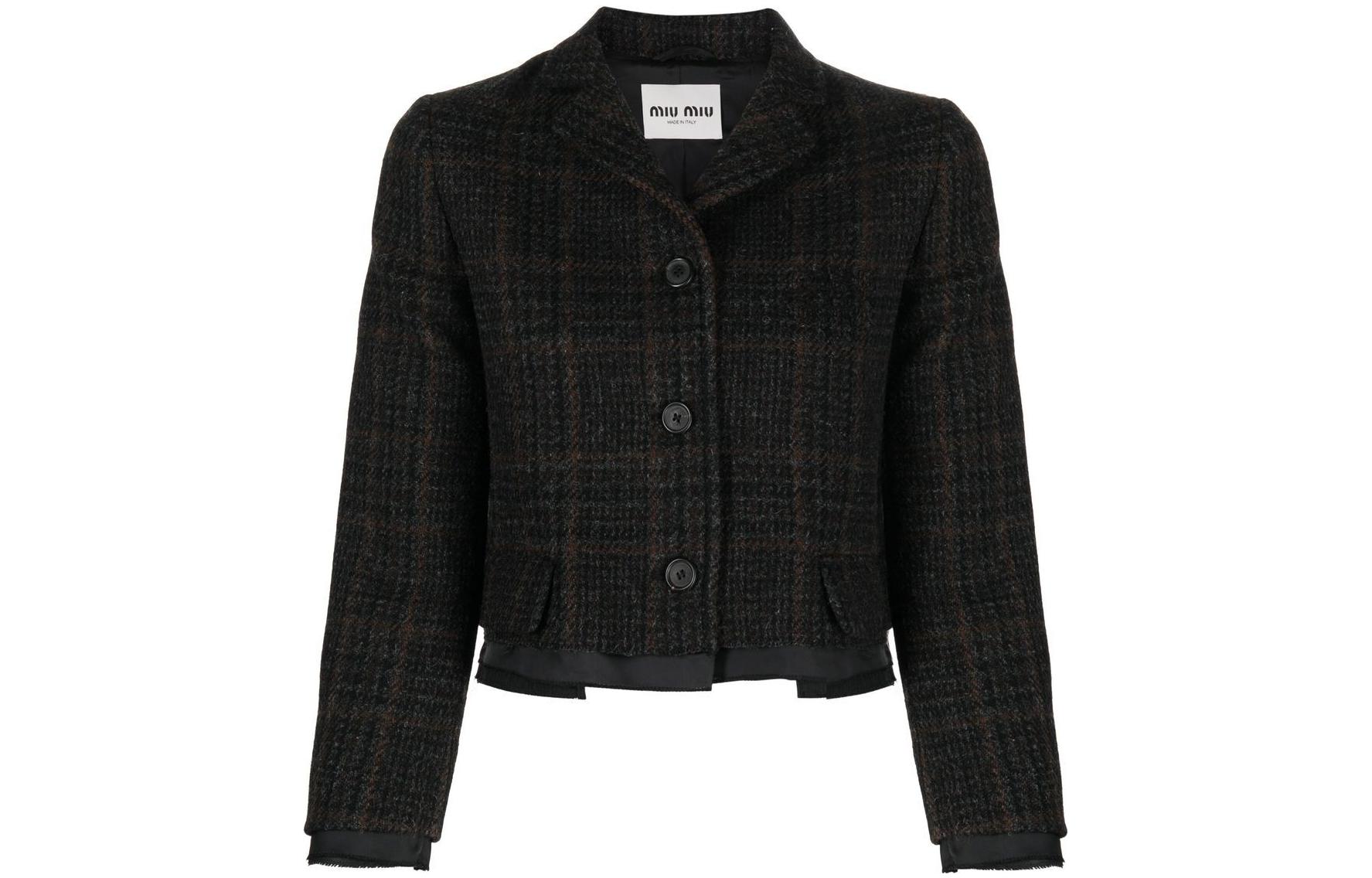 Miu Miu 2010s plaid wool jacket