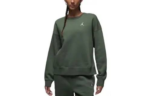 Jordan Brooklyn Fleece Sweatshirts Women's Green Crew Neck Moderate Regular