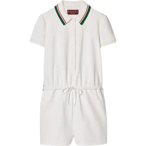 GUCCI Bodysuits Women's Ecru Lapel