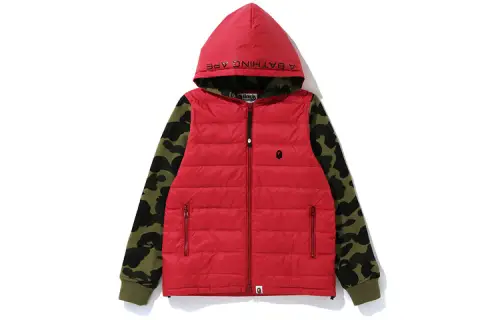 A BATHING APE Colorblock Hooded Down Jacket Women's