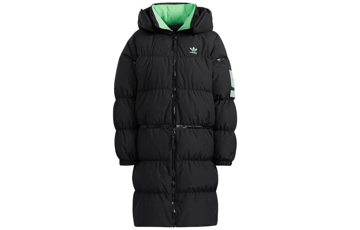 Adidas Originals Long Zip Down Jacket Winter Women's Black