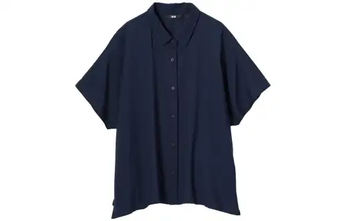 UNIQLO Shirts Women's Navy Blue Pointed Collar Moderate Other