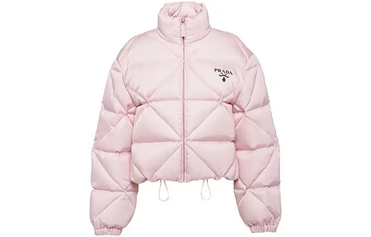 PRADA Down Jackets Women's Pink Stand Collar Thickened Other