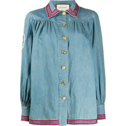 GUCCI Shirts Women's Blue Lapel Moderate Other