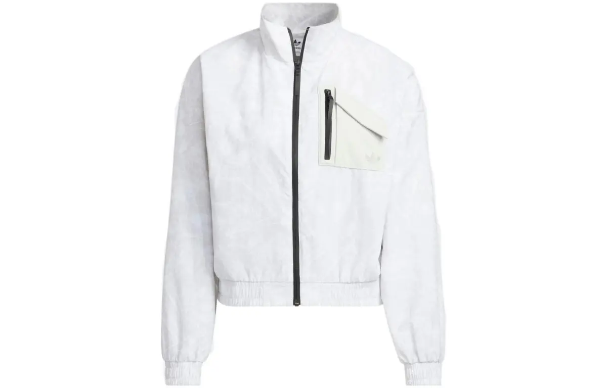 Adidas Originals Jackets Women's Gray Stand Collar Moderate Straight Fit