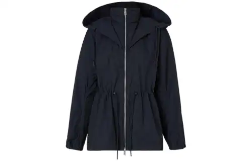 Burberry Logo Detail Hoooded Parka Navy