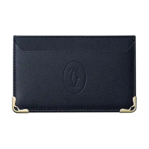 CARTIER Must De Cartier Cow Leather Card Holder Women's Midnight Blue