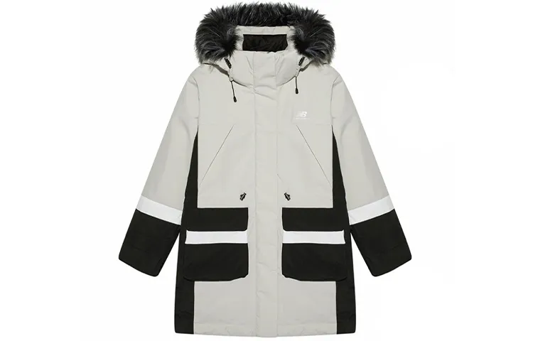 New Balance Down Jackets Women's Ecru Hooded Moderate Other