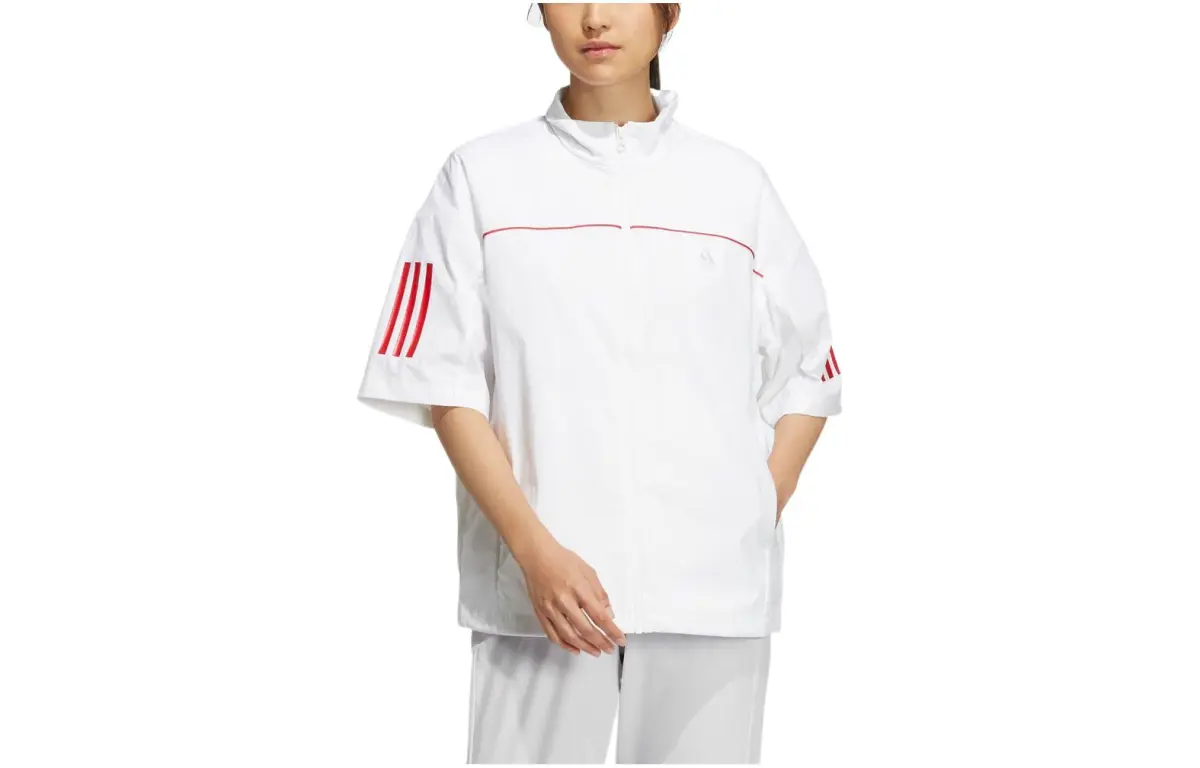 adidas Women'ss Striped Short-Sleeve Jacket White