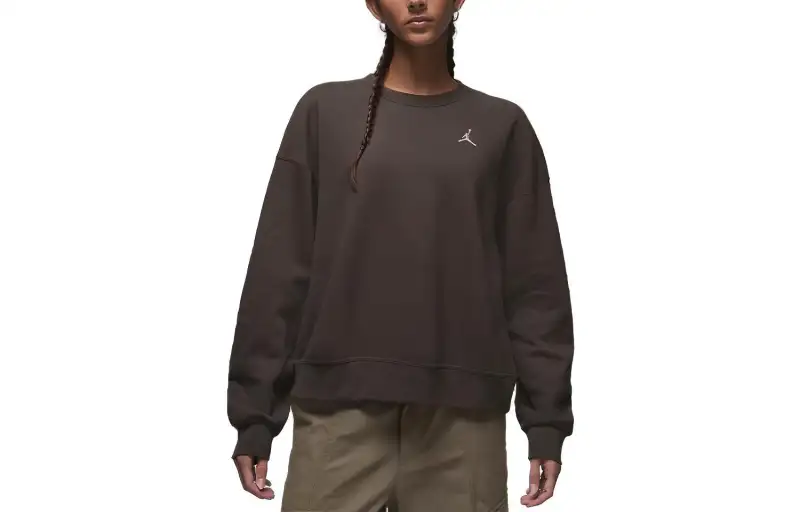 Jordan Brooklyn Sweatshirts Women's Brown Crew Neck Moderate Regular