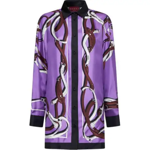 GUCCI Shirts Women's Purple Pointed Collar Moderate Other