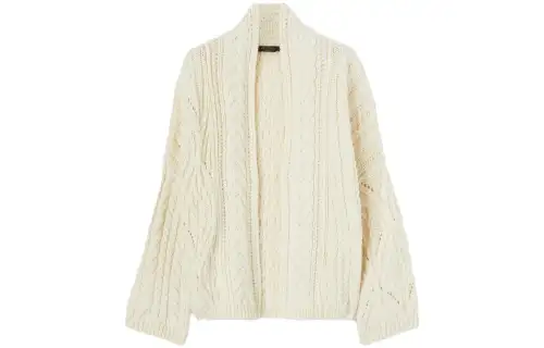 Loro Piana Knitwear Women's Ecru V Neck Moderate Cardigan
