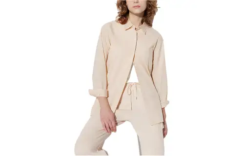 UNIQLO Shirts Women's Beige Pointed Collar Moderate Other