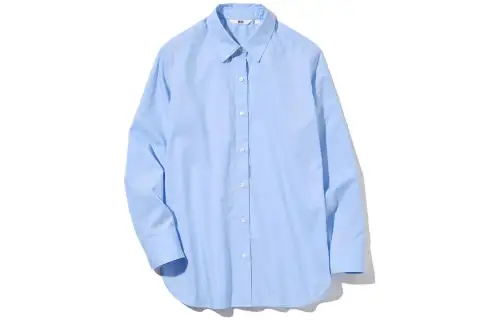 UNIQLO Shirts Women's Aqua Blue Pointed Collar Moderate Other