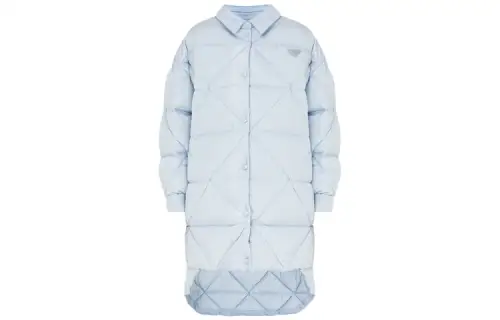 PRADA Down Jackets Women's Blue Lapel Moderate Other