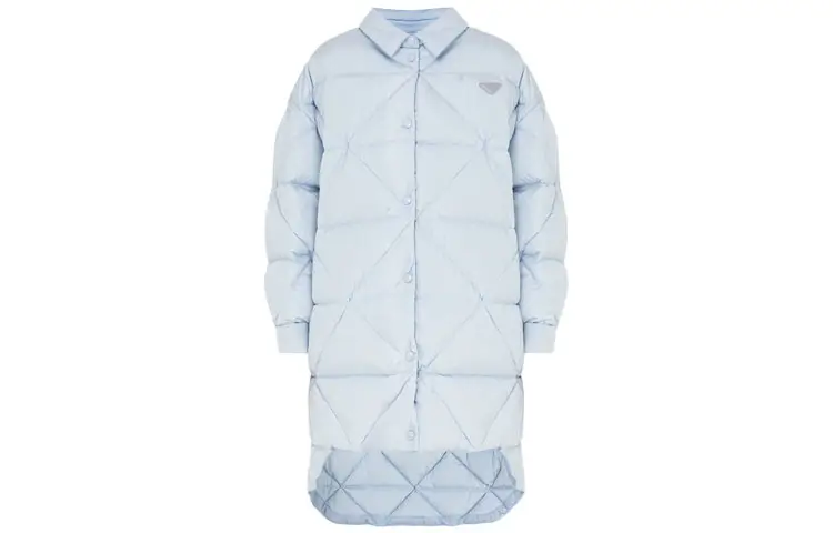 PRADA Down Jackets Women's Blue Lapel Moderate Other