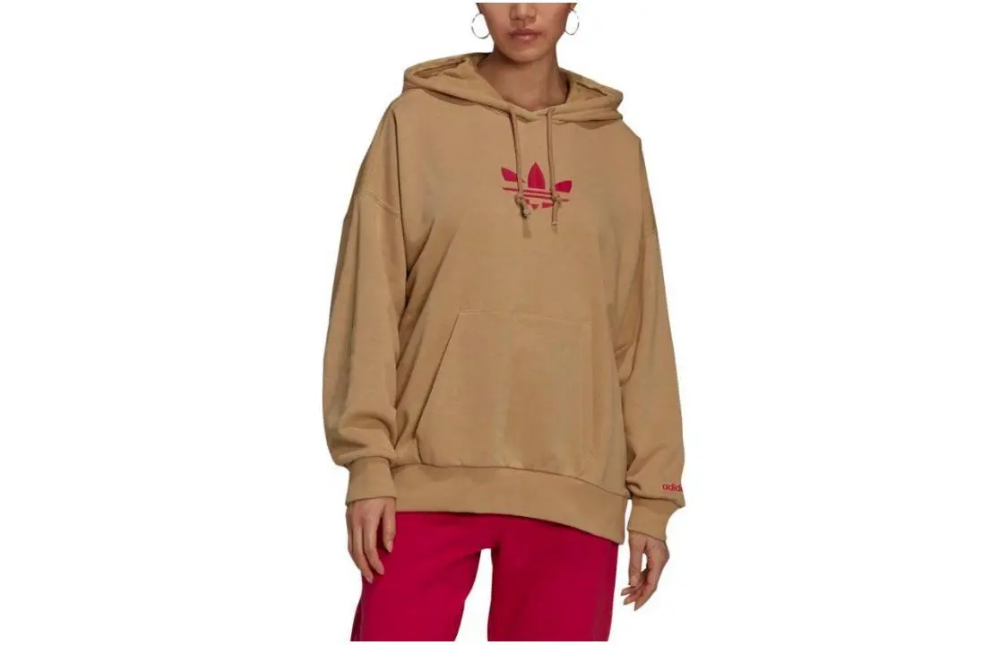 Adidas Originals Sweatshirts Women's Khaki Hooded Moderate Regular