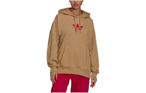 Adidas Originals Sweatshirts Women's Khaki Hooded Moderate Regular