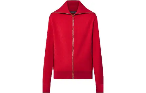 LOUIS VUITTON Monogram Jacquard Ribbed Collar Cardigan
