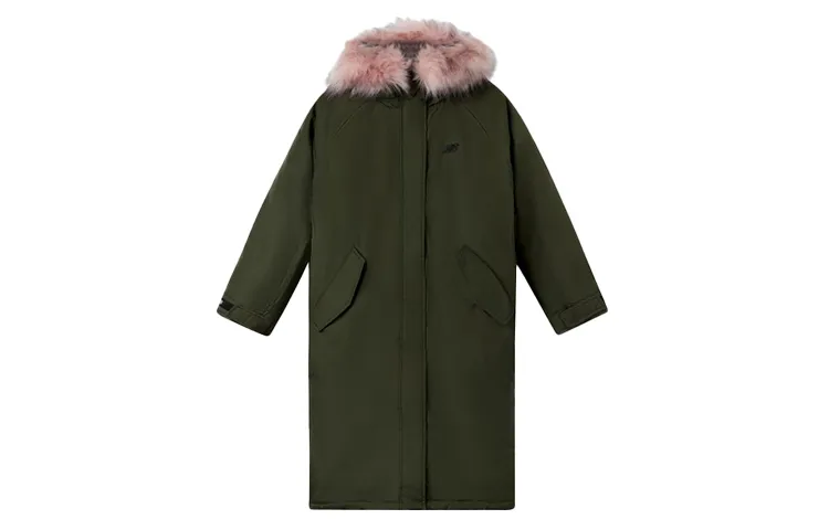 New Balance Down Jackets Women's Green Hooded Moderate Detachable Down