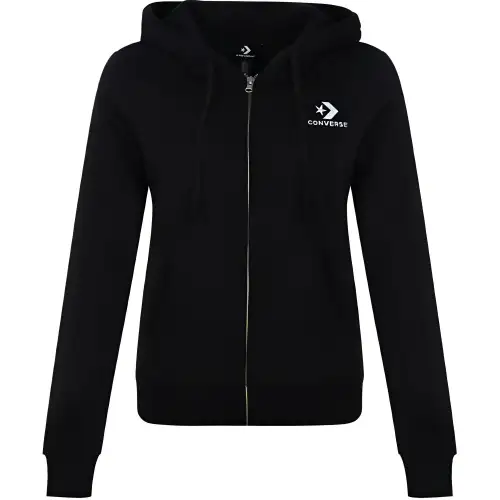 Converse Lifestyle Casual Collection, Fleece Lined Hooded Fashion Versatile Jackets & Coats Women's Black
