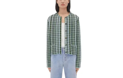 Bottega Veneta Checked Round Neck Cardigan