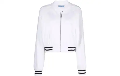 PRADA Jackets Women's White Baseball Collar Moderate