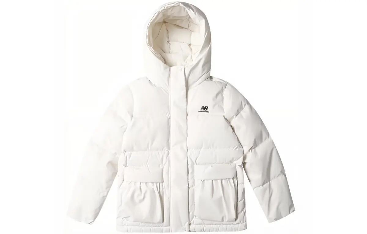 New Balance Down Jackets Women's White Hooded Moderate Straight Fit