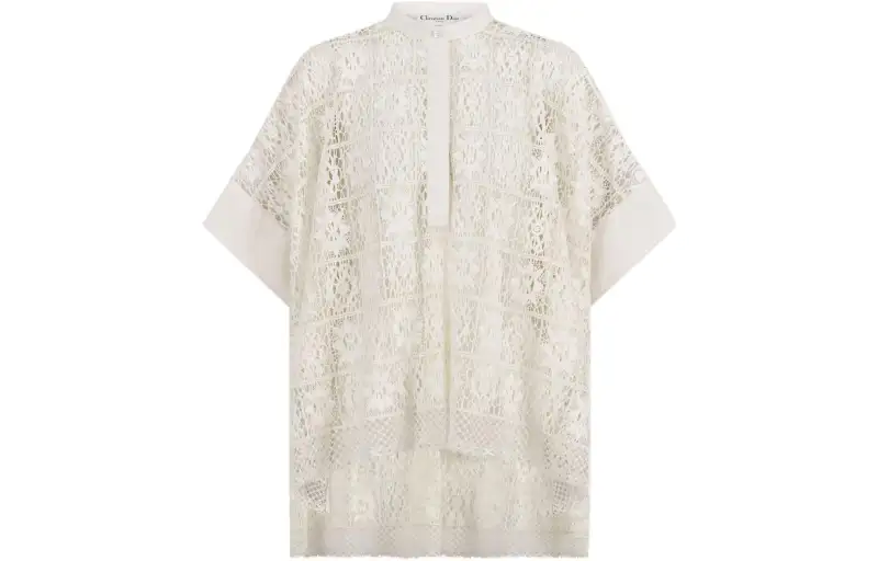 DIOR Shirts Women's Ecru Stand Collar Moderate Other