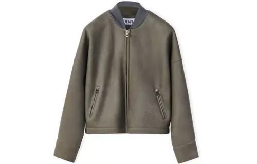 LOEWE Jackets Women's Ivory Gray Stand Collar Moderate Other
