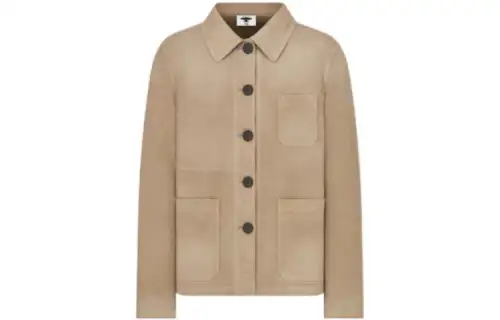 DIOR Quarterly New Products Jackets Women's Beige Lapel Moderate Straight Fit