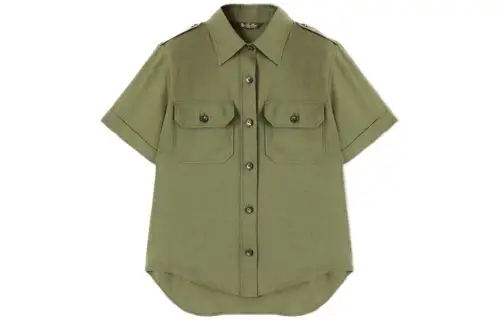 Loro Piana Shirts Women's Green Pointed Collar Moderate Other