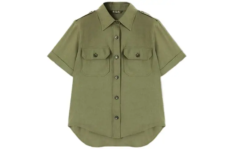 Loro Piana Shirts Women's Green Pointed Collar Moderate Other