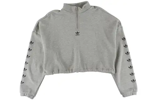 Adidas Originals Sweatshirts Women's Gray Stand Collar Moderate Regular