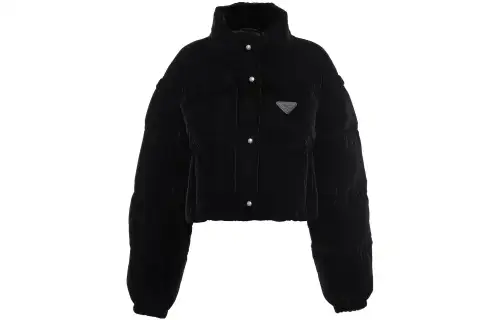 PRADA Jackets Women's Black Stand Collar Moderate Other