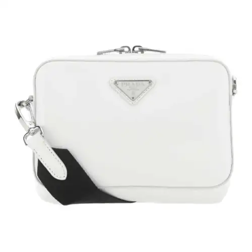 PRADA Cow Leather Crossbody Bag, Shoulder Bag Unisex White