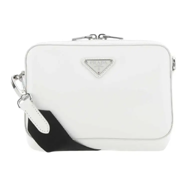 PRADA Cow Leather Crossbody Bag, Shoulder Bag Unisex White