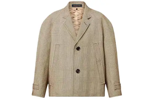 LOUIS VUITTON Prince Of Wales Cropped Coat Jackets & Coats Women's Spring Outfit Camel